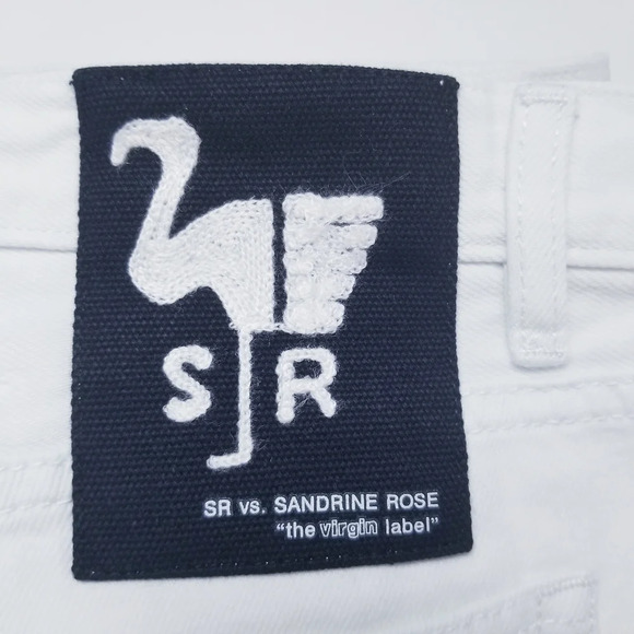 Free People x Sandrine Rose Sz 28 White Raw Hem High Rise Denim Bermuda Shorts - Picture 8 of 14